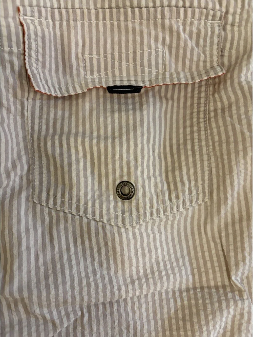 J.Crew The Original Longboard Shorts Mens 36 Taupe Gray Stripe Seersucker